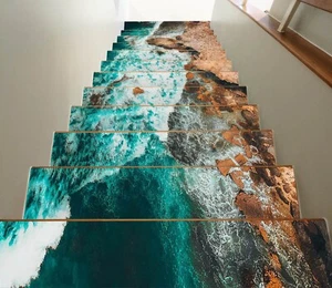 3D Spannendes Meer J89 Treppensteigen Dekoration Foto Wandbild Vinyl Aufkleber Tapete E - Bild 1 von 6