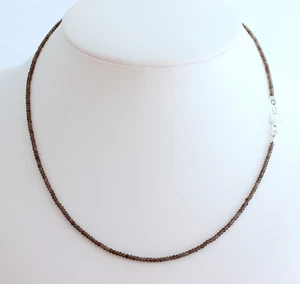 Rauchquarz Kette Edelsteinkette Facettiert Kugel Collier Braun Geschenk ca.45 cm - Bild 1 von 1
