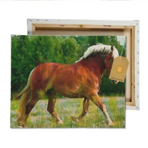 Belgian Draft Horse Flower Field Canvas Wall Art Home Decor - Picture 1 of 1