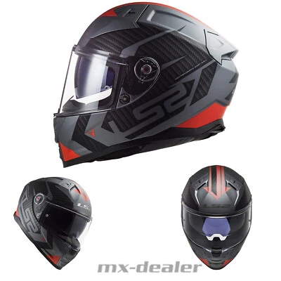 LS2 FF811 Vector II Splitter Matt Titanium Rot Motorradhelm Integralhelm Sonnenb - Bild 1 von 4