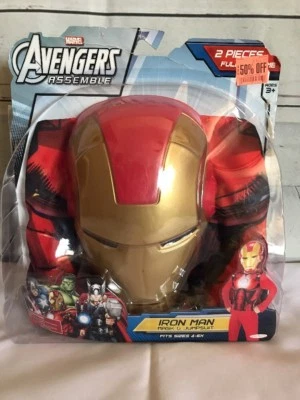Marvel Avengers Assemble Iron Man Máscara y Mono 2013 Talla 4-6 Disfraz 2 Piezas Foto 1 de 4