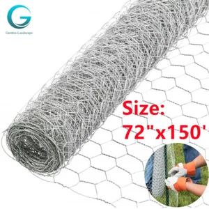72"x150' Galvanized Poultry Net Metal Mesh Fencing Chicken Wire 2" Holes Rustic - Picture 1 of 10