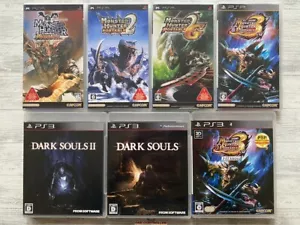SONY PSP PS3 Monster Hunter 1 2 & 2G & 3 & Dark Souls 1 2 set from Japan - Picture 1 of 16
