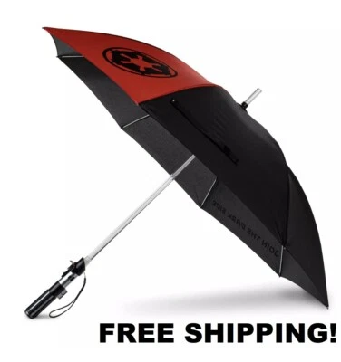 Disney Parks Star Wars Light-Up LIGHTSABER Umbrella RED Galactic Empire Insignia - Image 1 of 4