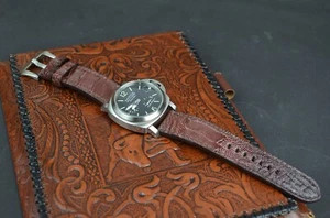 CORREA RELOJ 26 24 22 MM PIEL PATA DE AVESTRUZ MA STRAP MARRON CORAL APT PANERAI - Imagen 1 de 11