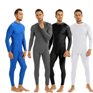 Men Unitard Long Sleeve Bodysuit Gymnastics Leotard Yoga Costume Full Body - Picture 1 of 49