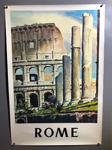 Póster original de colección años 60 viaje turismo coliseo Roma Italia recuerdo italiano - Imagen 1 de 8