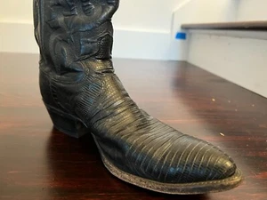 Justin Lizard Cowboystiefel Herren 9,5 D schwarz Western J Zehe Hergestellt in den USA - Bild 1 von 9