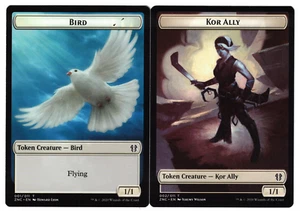 BIRD // KOR ALLY TOKEN x4 mtg NM Zendikar Rising Commander Double-Sided - Picture 1 of 1