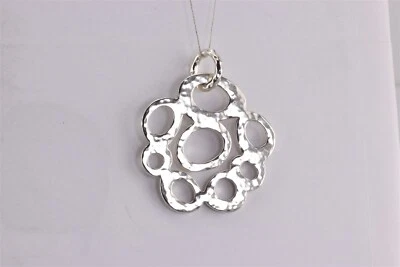 Colgante Ippolita de plata de ley 36 mm x 36 mm martillado clásico círculo flor 925 Foto 1 de 4