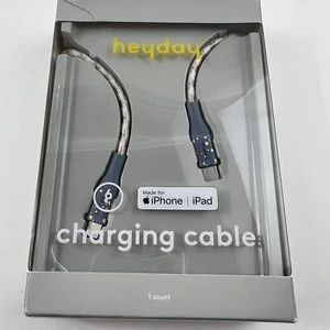 Câble tressé Heyday 6' LTNG vers USB-C pour iPhone gris sarcelle or flocon - Photo 1/2