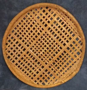 Vintage 21,5" Thailand Handgewebtes Bambusgeflecht Rund Tablett - Bild 1 von 13