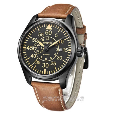 44mm Parnis Luminous Marker Miyota Automatic Men's Pilot Watch Sapphire Crystal - Image 1 of 4