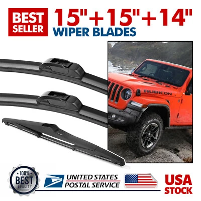 15" 15" 14" for JEEP Wrangler JK 2000-2023 Windshield Wiper Blades Set of 3 OEM - Изображение 1 из 4