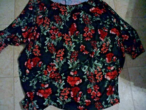 White Birch Women's Long sleeve Black Floral Size Large - Picture 1 of 5