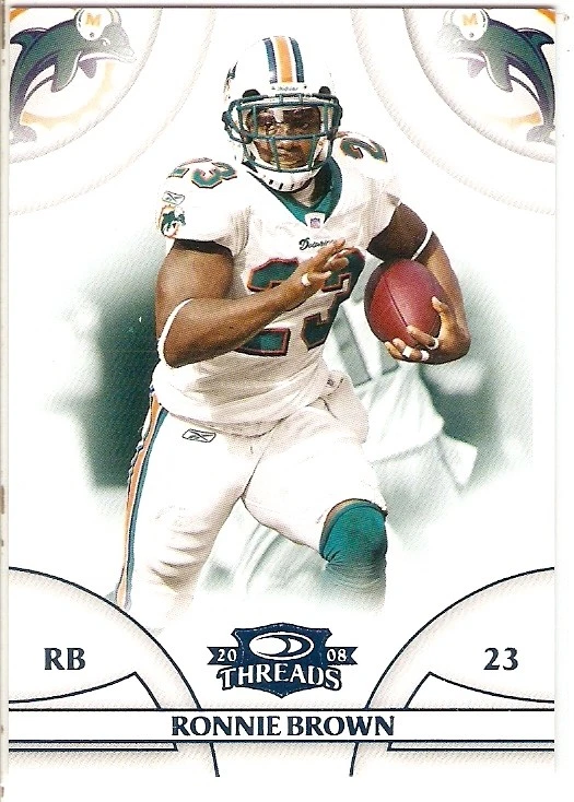 RONNIE BROWN RETAIL BLUE SERIAL #/350 2008 DONRUSS THREADS 69 MIAMI DOLPHINS - Image 1 of 1