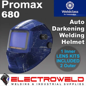 WELDCLASS Promax 680 Welding Helmet +Lens Kit Mig Tig Auto Blue Graphic WC-05345