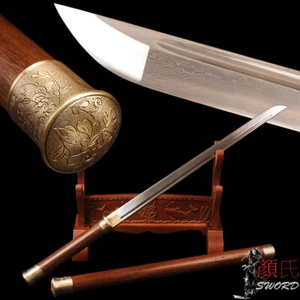 Espada recta afilada de acero plegado chino Tang dinastía Dao palo de rosa de 30''Damasco - Imagen 1 de 12