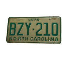 North Carolina Vintage 1974 License Plate BZY 210 NC