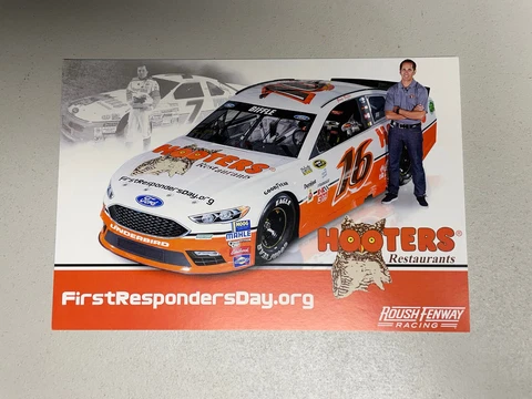 2016 Greg Biffle #16 Hooters Hero Postcard- Roush Fenway Racing First Responders Cover