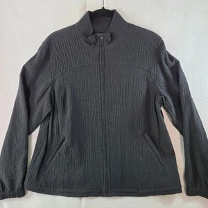 Orvis Womens Zip Up Jacket Size Petite Large Black Ribbed Stretch Zip Pocket - Picture 1 of 11