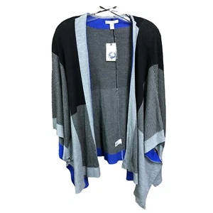Dana Buchman Blue Gray Black Pattern Open Front Women's Poncho - Picture 1 of 3