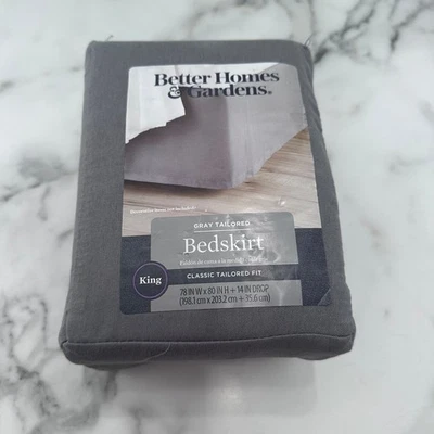 Falda cama Better Homes & Gardens completa/queen, franela gris, caída de 14" Foto 1 de 4