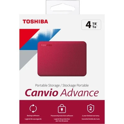 Toshiba Canvio Advance 4TB Portable Hard Drive - External Hard Drive - Red - PC/ - Image 1 of 4