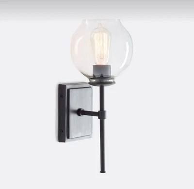 Pottery Barn Milo 有机玻璃壁灯黑色青铜全新带盒现代 — 第 1/4 张图片