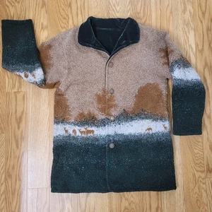 Denali Vintage Reversible Fleece Coat Jacket Deer Mountains Cabin Core Women’s S - Picture 1 of 10