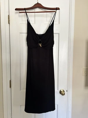 Vertigo Paris Black Maxi Dress Women’s L – Snake Gold Detail, Sleeveless V-Neck - Image 1 of 4