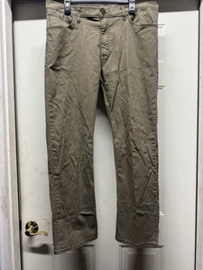 Wrangler Khaki Denim Jeans Mens 36x30 Flex Straight Fit - Picture 1 of 6