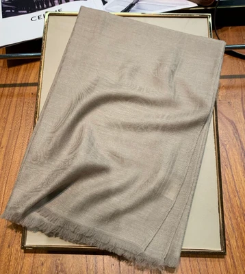 85% Wool 15% Silk 2 Face Bandana Shawl seaweed Print Neckerchief 190X70cm Scarf - Image 1 of 4