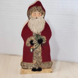 Handbemalte Weihnachtsmannfigur aus Holz rustikal Weihnachtsdeko Vintage Mark - Bild 1 von 6