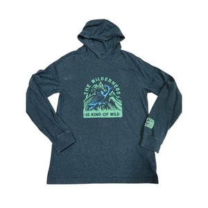 Disney Parks kids large long sleeve tee with hoodie - The wilderness dark teal - Picture 1 of 6