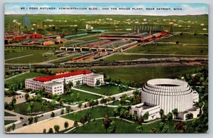 Vintage Ford Rotunda & Rouge Plant Detroit Linen Postcard - Picture 1 of 2