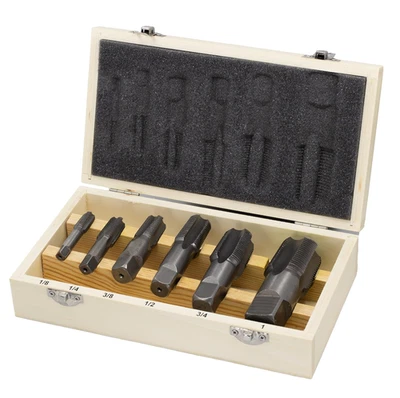 - DWTHS1/8-1SET 6 Piece NPT Pipe Tap Set in Wooden Case (1/8", 1/4", 3/8", 1/2", - Image 1 of 4