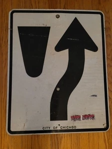 City Of Chicago Street Sign Lane Merger / Viaduct Bridge Sign  - Picture 1 of 10