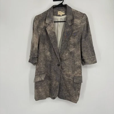 Elizabeth & James 100% Linen Half Sleeve Gray Blazer Sz 8 Summer Business Casual - Image 1 of 4