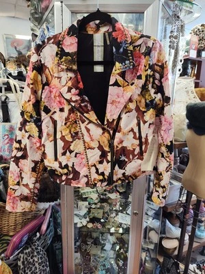 Diseñador Aratta - Chaqueta FLOWER BOMB MOTOCICLCE - Denim Para Mujer Talla XS/SM Foto 1 de 4