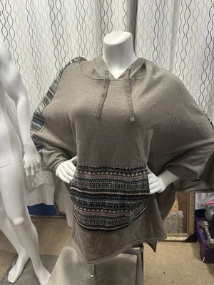 Earthbound Trading Co Poncho Sudadera con Capucha Mujer Talla XL Túnica Boho Azteca Multicolor Foto 1 de 4