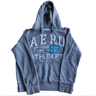 Retro Y2K Millenial Aeropostale Gris Sudadera con Capucha Pullover Sudadera Talla Pequeña LEER Foto 1 de 4
