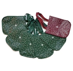 NEW Lululemon Lot Of 6 Shopping Bags Green And Red 11" X 9" Reusable - Picture 1 of 4