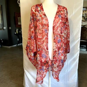 Rosa Blumenmuster Kimono Abdeckung groß (Einheitsgröße passt am meisten) - Bild 1 von 5