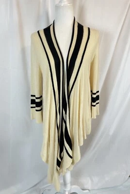 Cárdigan Anthropologie Sparrow Mujer S Cortina Frontal Cascada Crema Negro Rayas Foto 1 de 4
