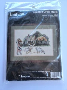 Janlynn Kreuzstich Set English Cottage Scene 80-15 Made in USA 1989 Vintage - Bild 1 von 7