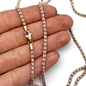 14K Rose Gold 2.5mm Diamond-Cut Ice Pave Mesh Chain (Solid Links) 16"-24" - Picture 1 of 8
