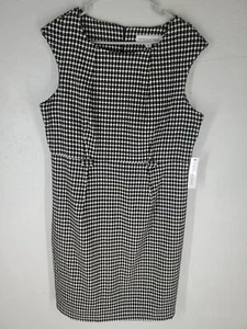 NWT Emma & Michele Black White Sleeveless Sheath Dress Size 16 No Belt - Picture 1 of 6