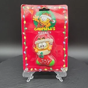 VTG Garfield Christmas Stocking Magnet Cat Comic 1996 NEW Santa Holiday Cartoon - Picture 1 of 6