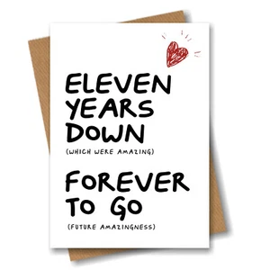 11th Anniversary Card - Husband Wife Boyfriend Girlfriend Fiance 11 year Wedding - Picture 1 of 4